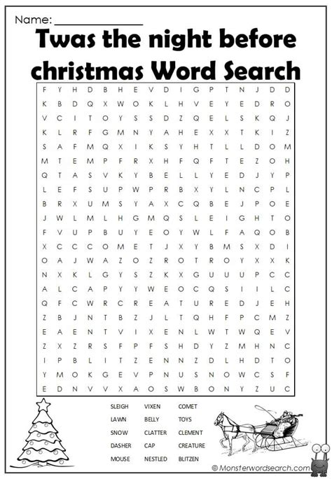 words  twas  night  christmas printable