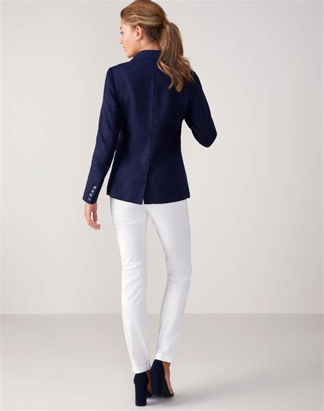 navy laundered linen jacket pure collection