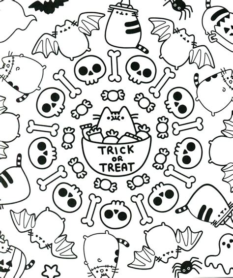 pusheen halloween coloring page  print  color