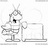 Holding Sign Clipart Crawdad Mascot Lobster Cartoon Character Vector Outlined Coloring Thoman Cory sketch template