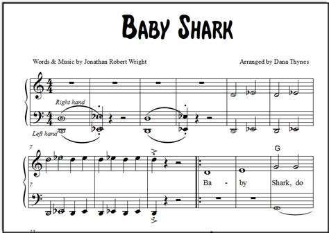baby shark chord piano notes letters