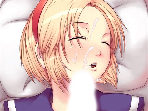 blush censored penis cum short hair blonde hair hairband facial sleeping resident evil sawao