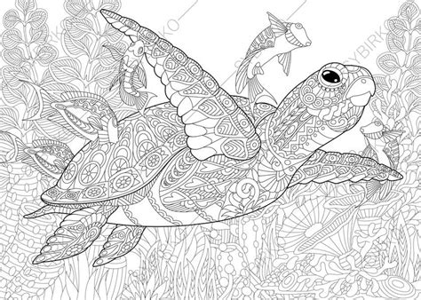 coloring pages  adults ocean world turtle underwater etsy
