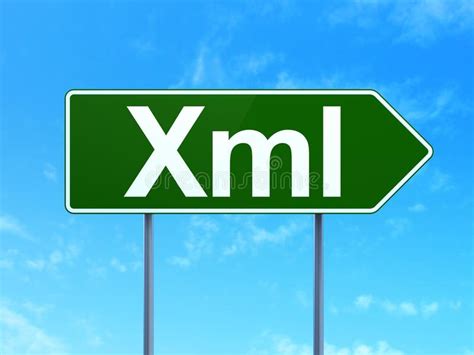programming concept xml  road sign background stock illustration