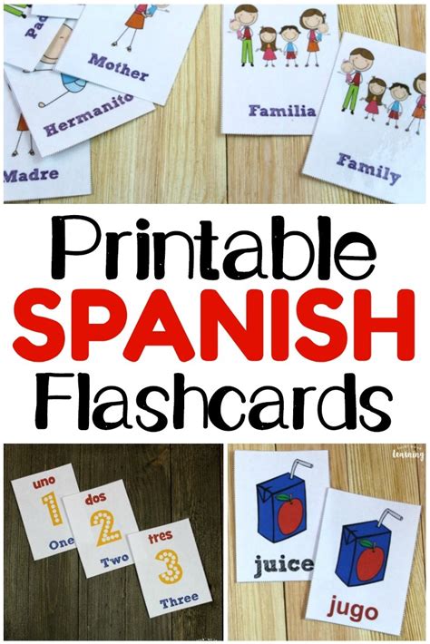 spanish vocabulary flashcards printable