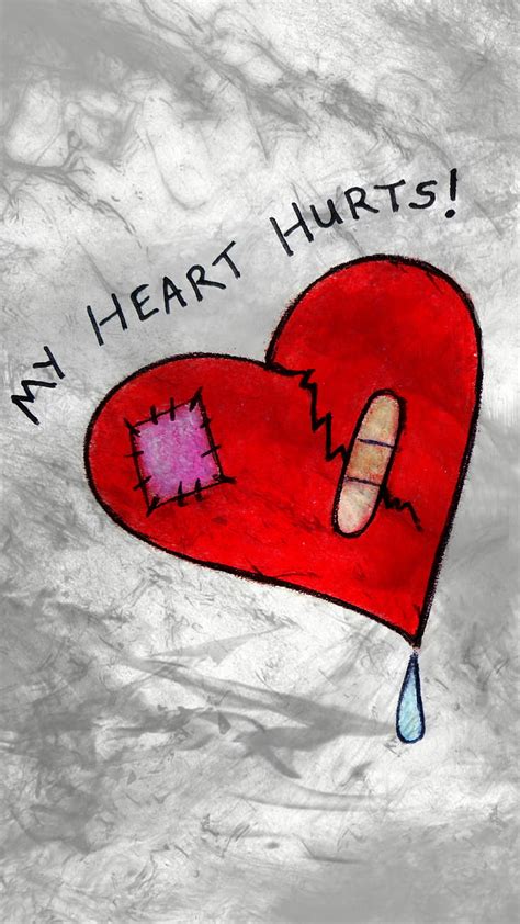 heart hurts art broken drawn emo gothic hurting loss love