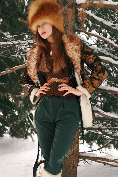 Beautiful Girl In Winter On Christmas Fashion And Beauty