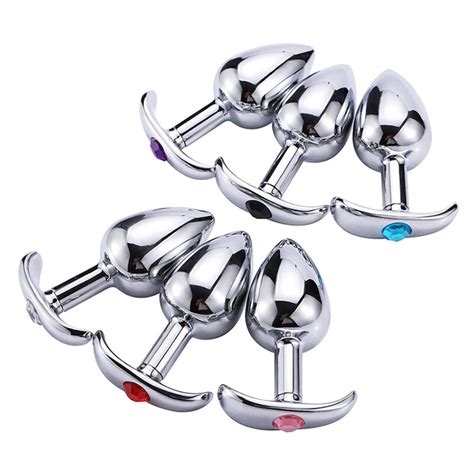 Stainless Steel Anal Beads Crystal Jewelry Heart Butt Plug Stimulator