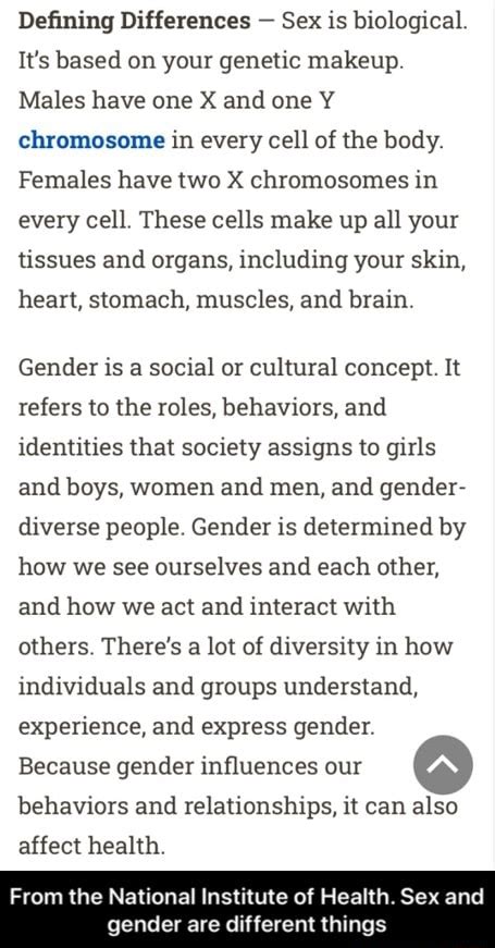 defining differences sex is biological it s based on your