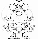 Cowboy Cartoon Clipart Plump Shrugging Sheriff Coloring Outlined Vector Cory Thoman Regarding Notes sketch template