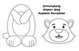 Paper Bag Groundhog Template Puppet Printable Pattern Printablee Via sketch template