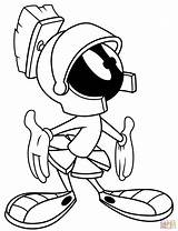 Marvin Martian Tunes Looney Supercoloring Spaceship Pintar Marciano Mars sketch template