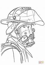 Firefighter Coloring Portrait Pages Printable Fireman Fire Drawing Firefighters Kids Man Categories sketch template