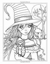 Coloring Pages Halloween Witches Autumn Witch Book Adult Fairies Fairy Fantasy Vampires Color Amazon sketch template