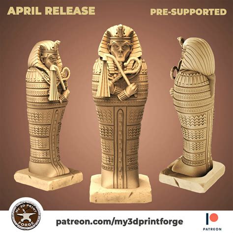 3d file egypt pharaoh sarcophagus 32mm and 75mm pre supported・3d