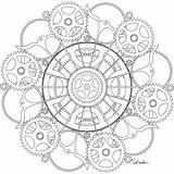 Coloring Pages Steampunk Mandala Gear Gears Adult Printable Colouring Sheets Books Drawing Color Getcolorings Mandalas Adults Costumes Punk Steam Cogs sketch template