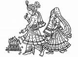 Indian Wedding Coloring Pages Mariage Indien India Traditional Bollywood Bride Groom Coloriage Adult Fire Hindu Clipart Walk Symbols Printable Weddings sketch template