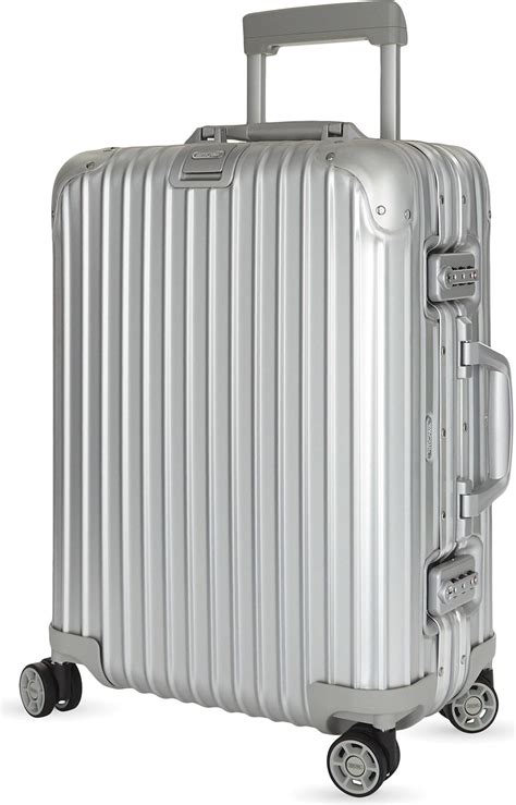 rimowa topas aluminium  wheel cabin suitcase cm  metallic