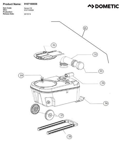 diagram dometic saneo cassette toilet holding tank