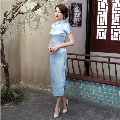 buy stylish light blue chinese women traditional qipao