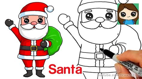 draw santa claus christmas drawings draw cute art  kids youtube