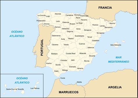 mapa de las provincias de espana  tamano completo