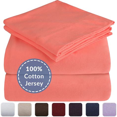mellanni queen jersey sheet set  pc  thread count  cotton bed sheets soft