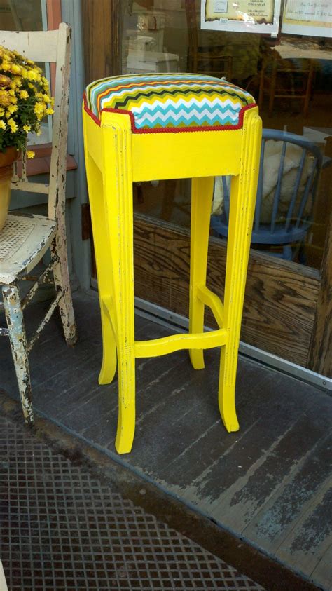 yellow stool 75 stool furniture zig zag pattern