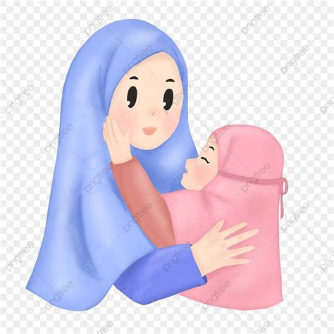 รูปภาพประกอบแม่และลูกสาวมุสลิมที่น่ารัก Png ครอบครัวมุสลิม วันแม่