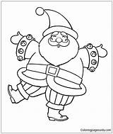 Santa Dancing Claus Happy Pages Christmas Happily Coloring Color Holidays sketch template