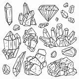 Minerals Crystals Drawn Hand Illustration Vector Stock Gems Geometric Trendy Set Depositphotos sketch template