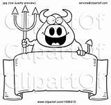 Chubby Devil Pitchfork Holding Illustration Over Royalty Banner Thoman Cory Clipart Vector sketch template