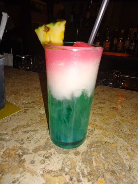 the dominican flag drink blue curacao pina colada and strawberry daiquiri yummy food