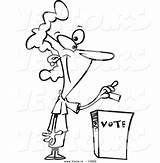 Cartoon Vote Woman Box Ballot Coloring Outline Vector Putting Into Her Leishman Ron Voting Royalty sketch template
