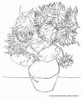 Gogh Sunflowers Tournesols Obra Coloriage Adulti Kunstwerk Malbuch Erwachsene Tournesol Coloriages Vangogh Iris Starry Girasoli Justcolor sketch template