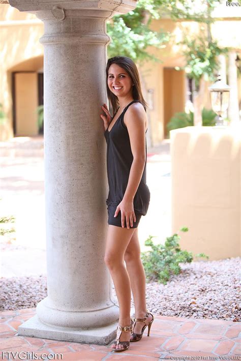 smiling brunette bree ftv peels off her black dress and pink panties outdoors