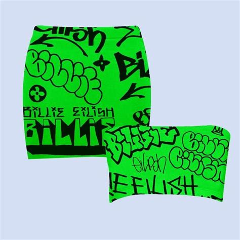 billie eilish  freak city green graffiti tube topskirt set digital album atgiftryapp grunge