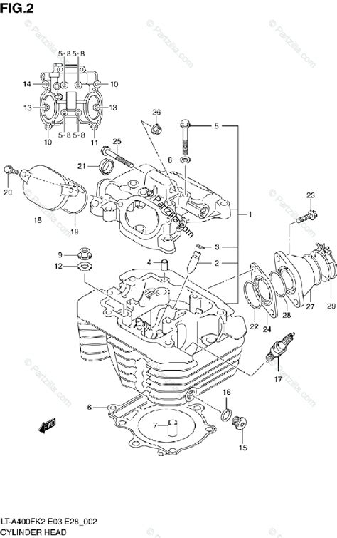 suzuki atv  oem parts diagram  cylinder head partzillacom