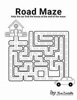 Maze Road Printable Kids Mazes Museprintables Easy Worksheets Worksheet Activity Preschool Pdf Sheets Choose Board sketch template