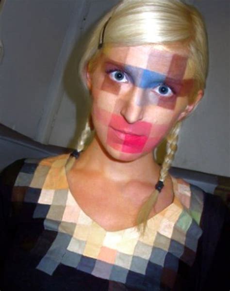 pixelated make up and shirt costume makeup pixels