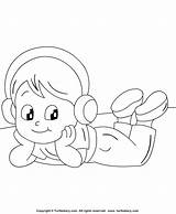 Listening Coloring Music Color Sheet Kids Pages Boy Print Cookie Games sketch template