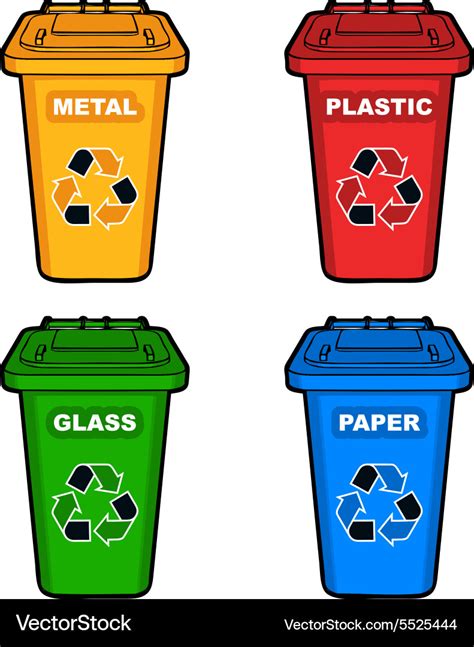 colored recycling bins royalty  vector
