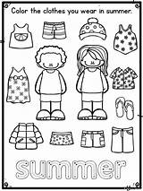 Worksheets Seasons Clothes Preschool Kids Clothing Activities Pre Seasonal Worksheet Summer Para English Preescolar School Kindergarten Wear Niños Activity Printable sketch template