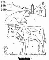 Coloring Cow Number Color Printable Pages Kids Print sketch template