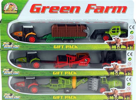 set   die cast  plastic tractor trailer farm vehicles toy play set amazoncouk toys games