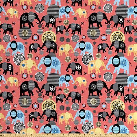 elephant fabric   yard modern art pattern  elephant lovers