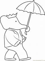 Umbrella Babar Coloringpages101 sketch template