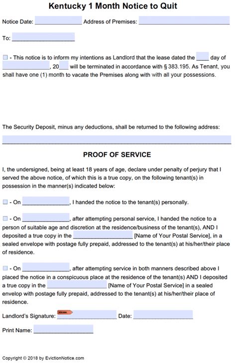 kentucky eviction notices
