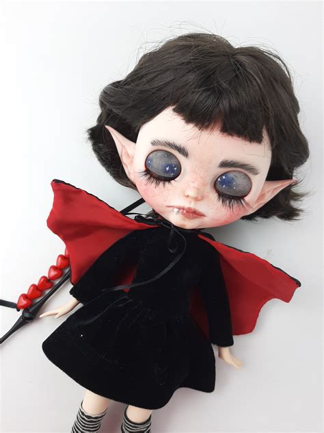 sold blythe custom halloween vampire doll ooak art doll  etsy