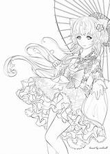 Coloring Anime Pages Adult Manga Book Color Adults Books Sheets Coloriage Colouring Printable Cute Dessin Girls Choose Board Deviantart Au sketch template